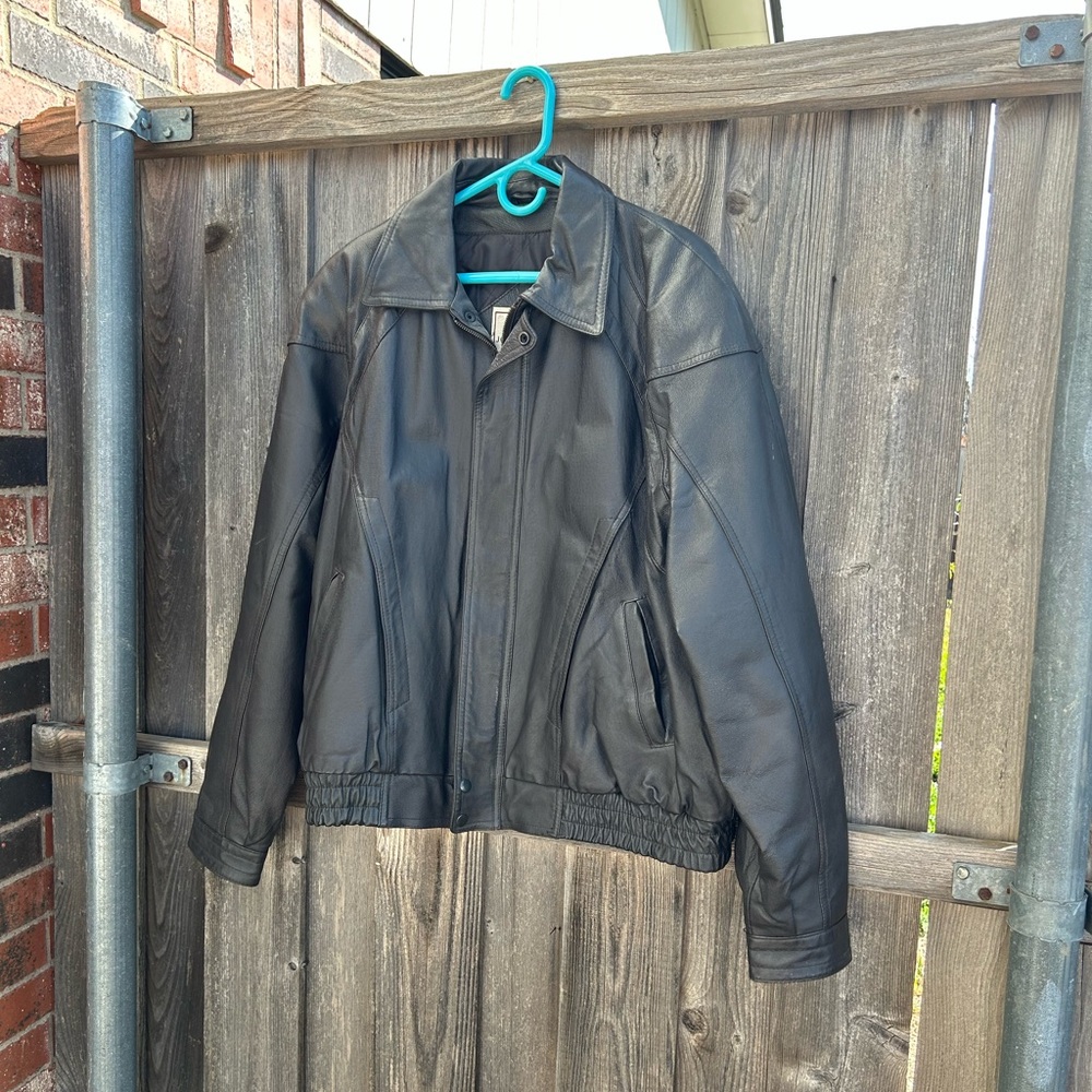 Leather bomber jacket